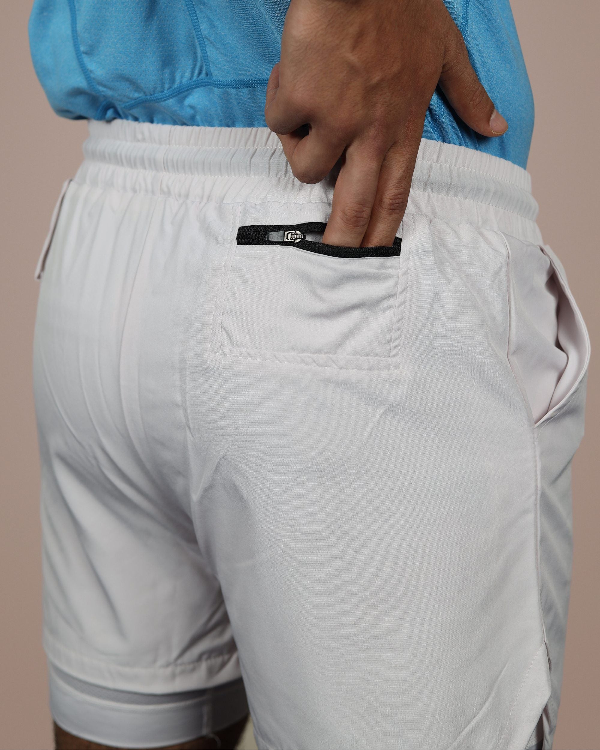 SprintHint 2 in 1 Shorts (7" Inseam) - White - THUGFIT