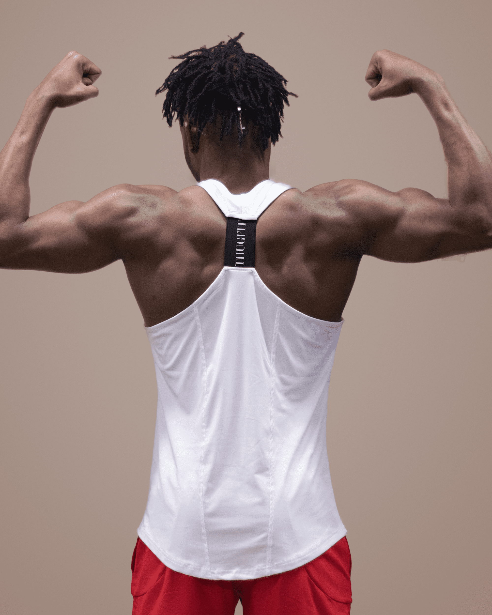 MuscleHustle Men's Slim Fit Tank Top - White - THUGFIT