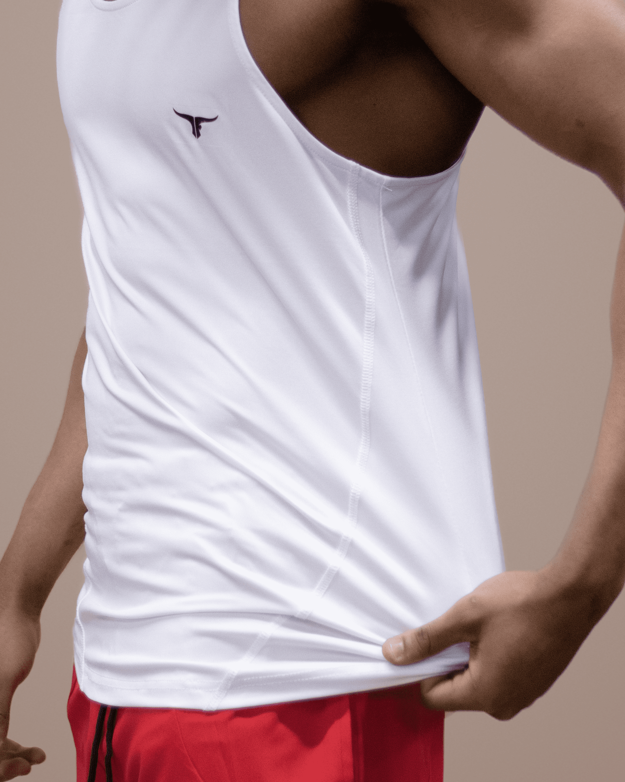 MuscleHustle Men's Slim Fit Tank Top - White - THUGFIT
