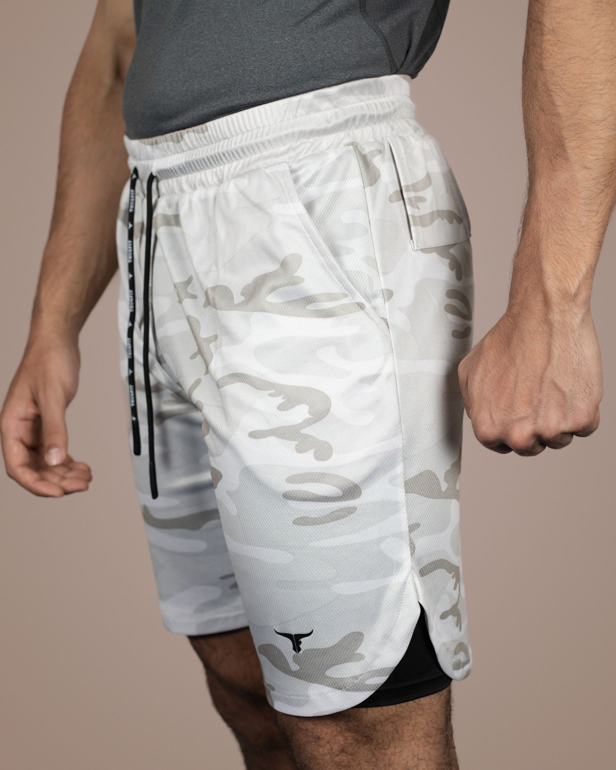 SprintHint 2 in 1 Shorts (9" Inseam) - Camo White - THUGFIT