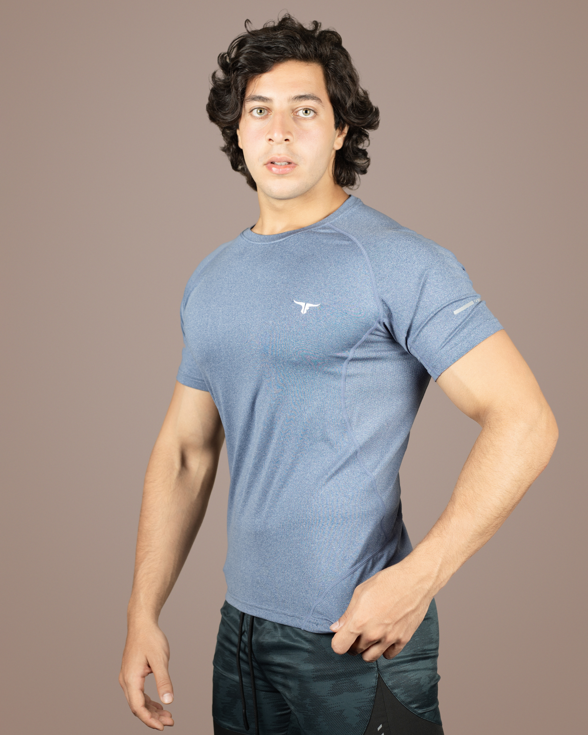 THUGFIT EndurX Men's Slim Fit T-Shirt - Blue Grey - THUGFIT