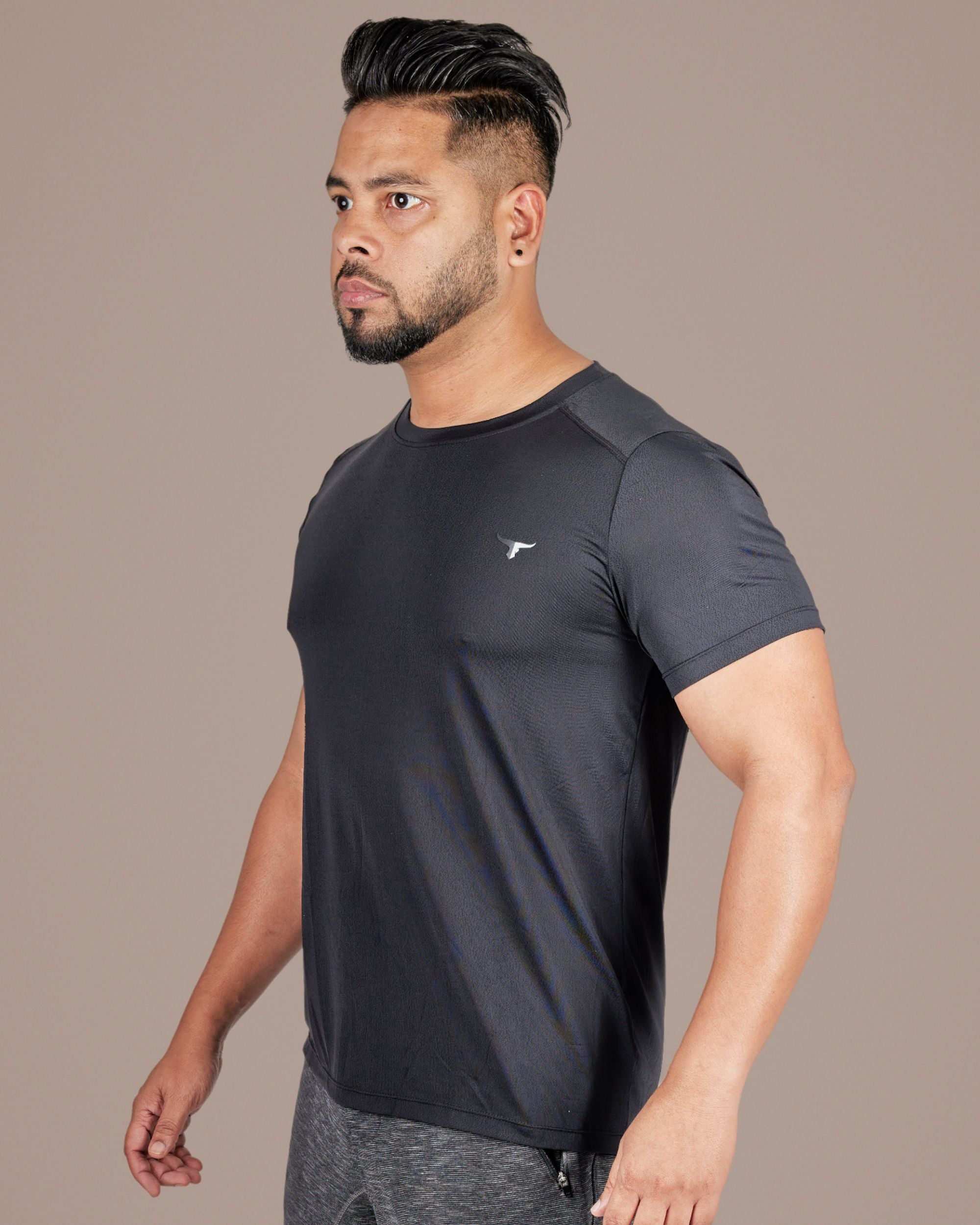 Men's Short Sleeve Workout Slim Fit T-Shirts - Black - THUGFIT