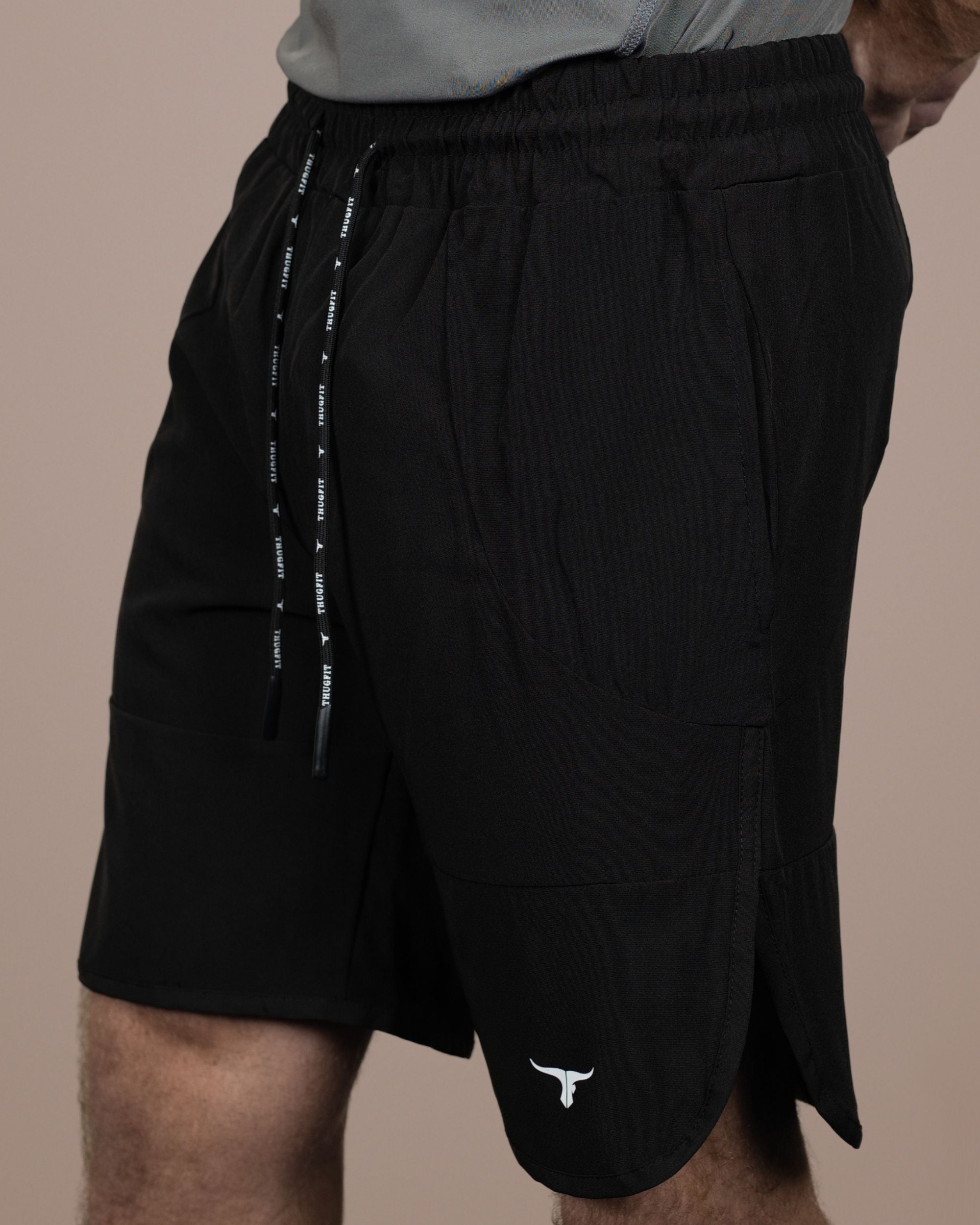 THUGFIT BlackHawk High-performance Men's Shorts (9" Inseam) - Black - THUGFIT