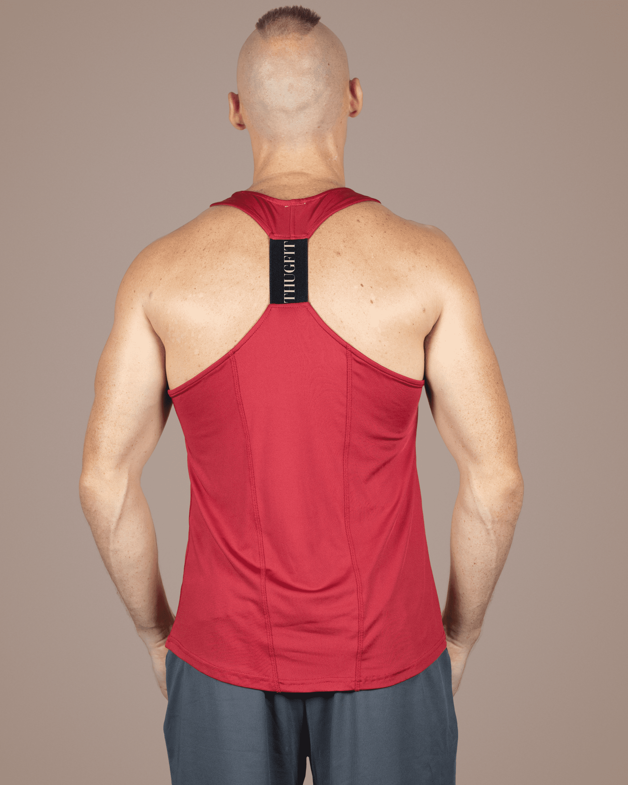 MuscleHustle Men's Slim Fit Tank Top - Red - THUGFIT