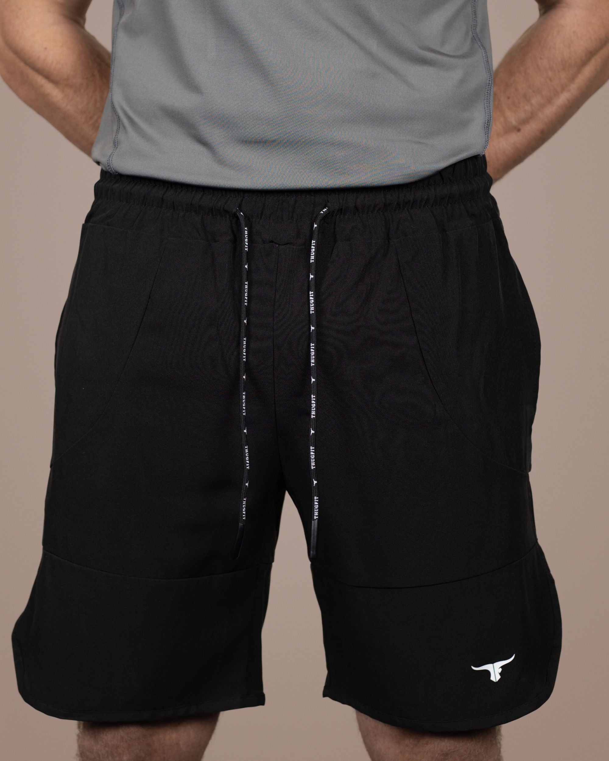 THUGFIT BlackHawk High-performance Men's Shorts (9" Inseam) - Black - THUGFIT