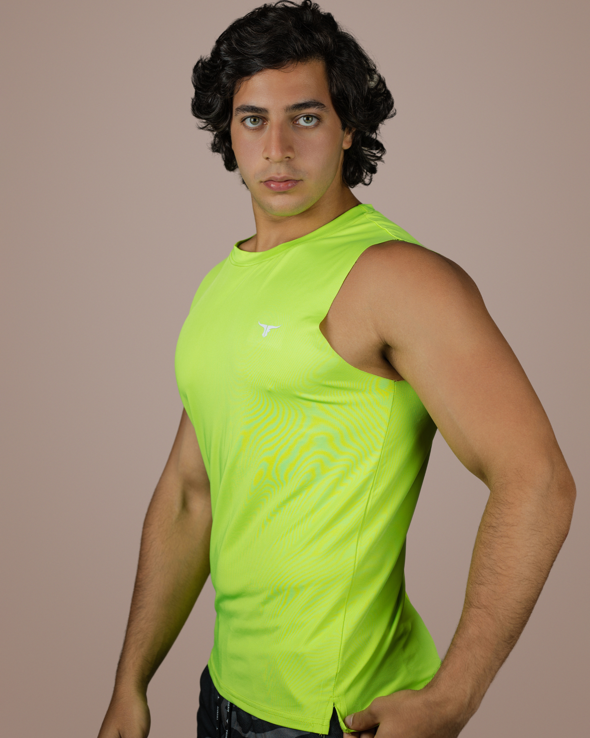 LiftRift Sleeveless Men's Slim Fit Tank Top - Fluorescent green