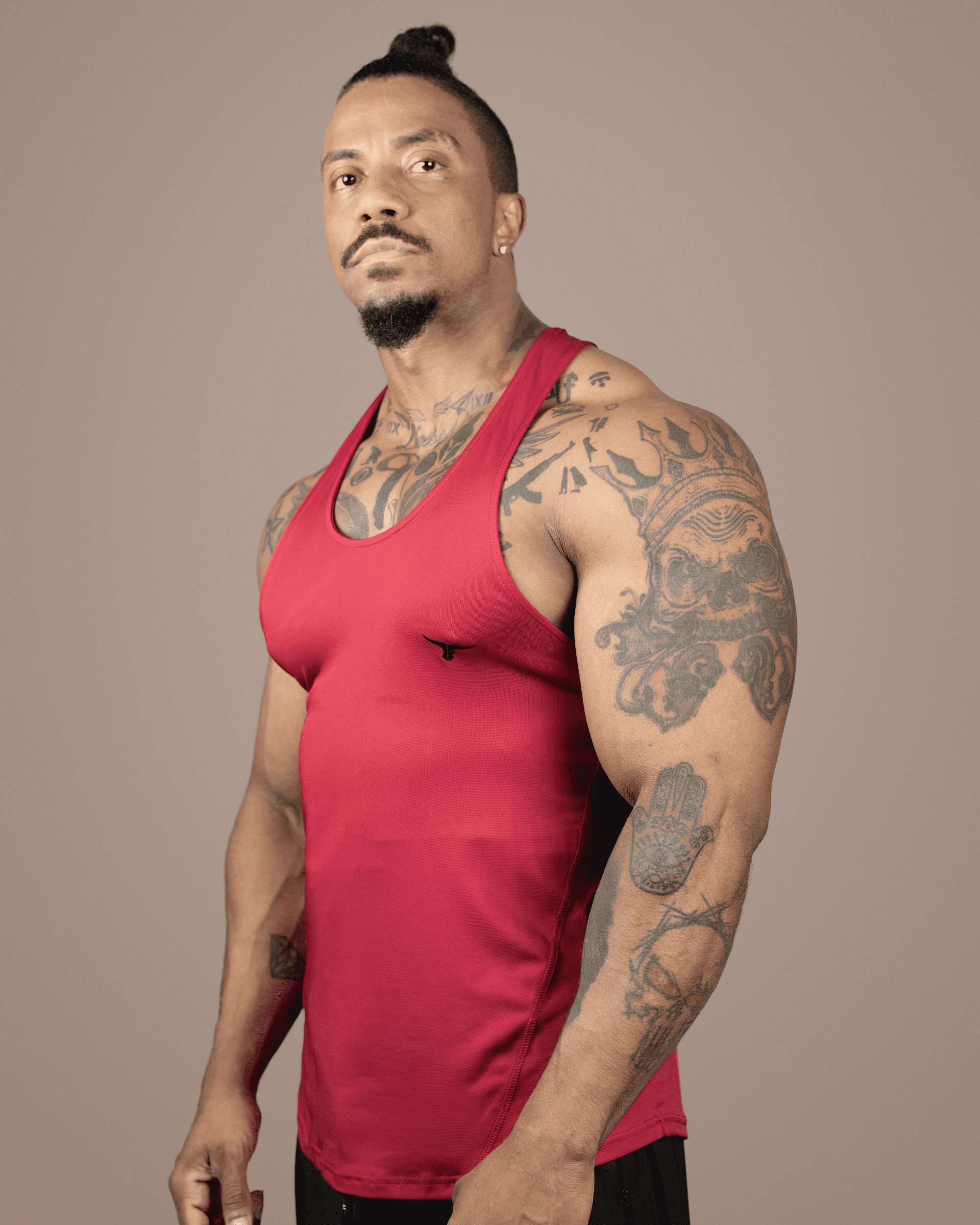 MuscleHustle Men's Slim Fit Tank Top - Red - THUGFIT